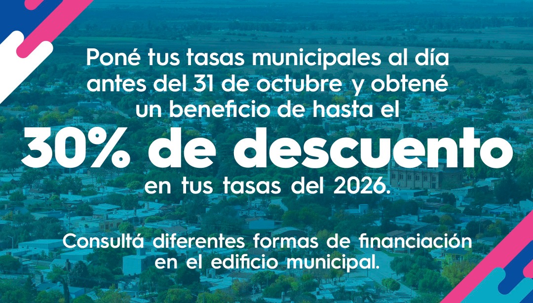 30% descuentos Tasas 2026